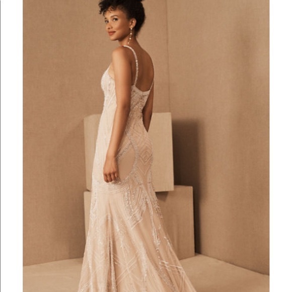 BHLDN Luxor beaded Art Deco bridal wedding dress 8 - Picture 2 of 10